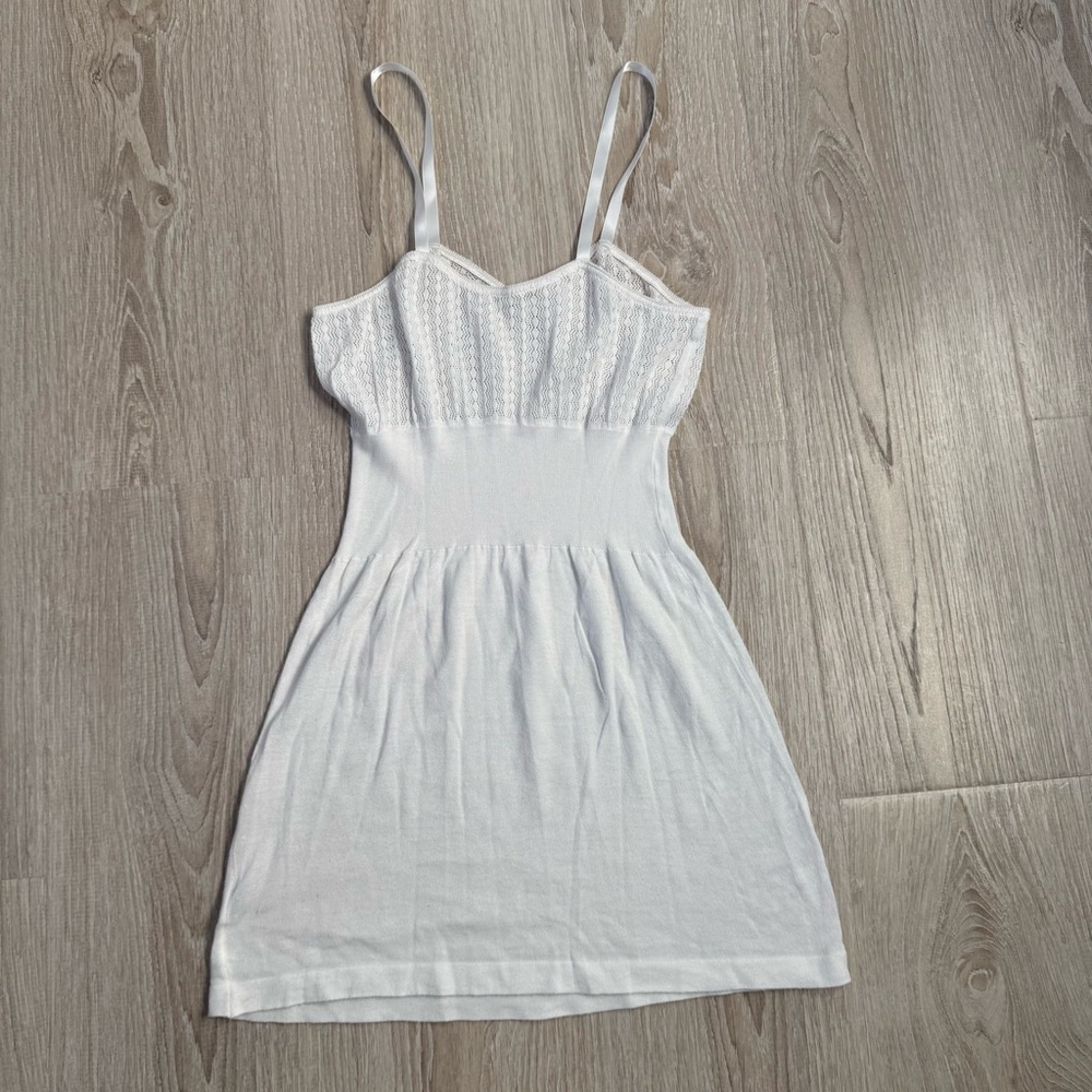 VTG Y2K Babydoll Fitted Knit Cami Top S/M Sheer Lace Bella Swan Elena Gilbert